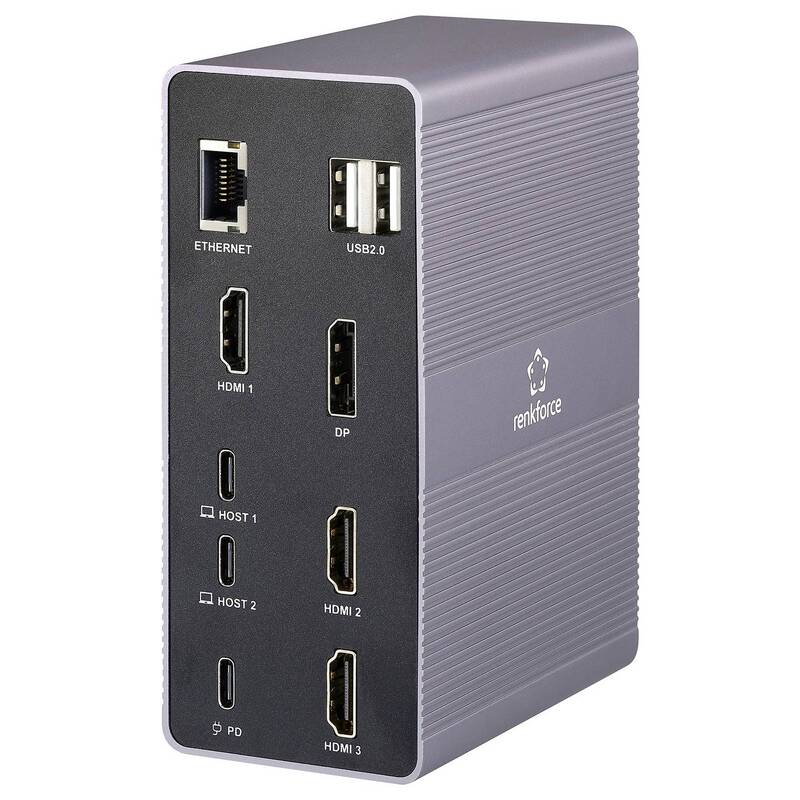 Renkforce USB-C Dockingstation RF-DKS-910 3x HDMI Grau Ladefunktion 7680x4320px - 4064161408859