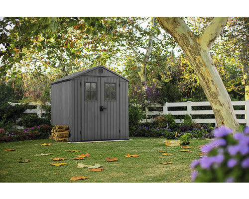 Keter Gartenhaus Gerätehaus Darwin 6x8 granitgrau mit Fußboden und Doppeltür - 4306516025244