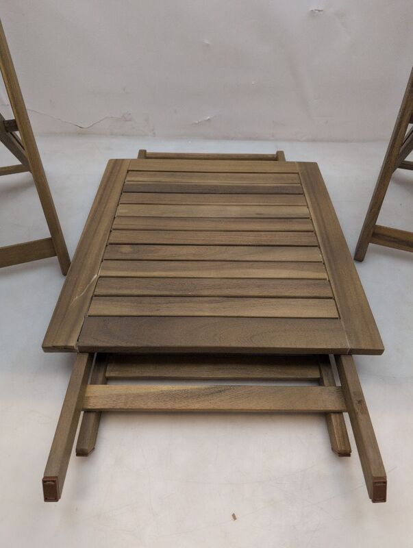 Balkonmöbel Set 3-teilig Akazienholz klappbar platzsparend Tisch Stuhl natur - 4260565529910