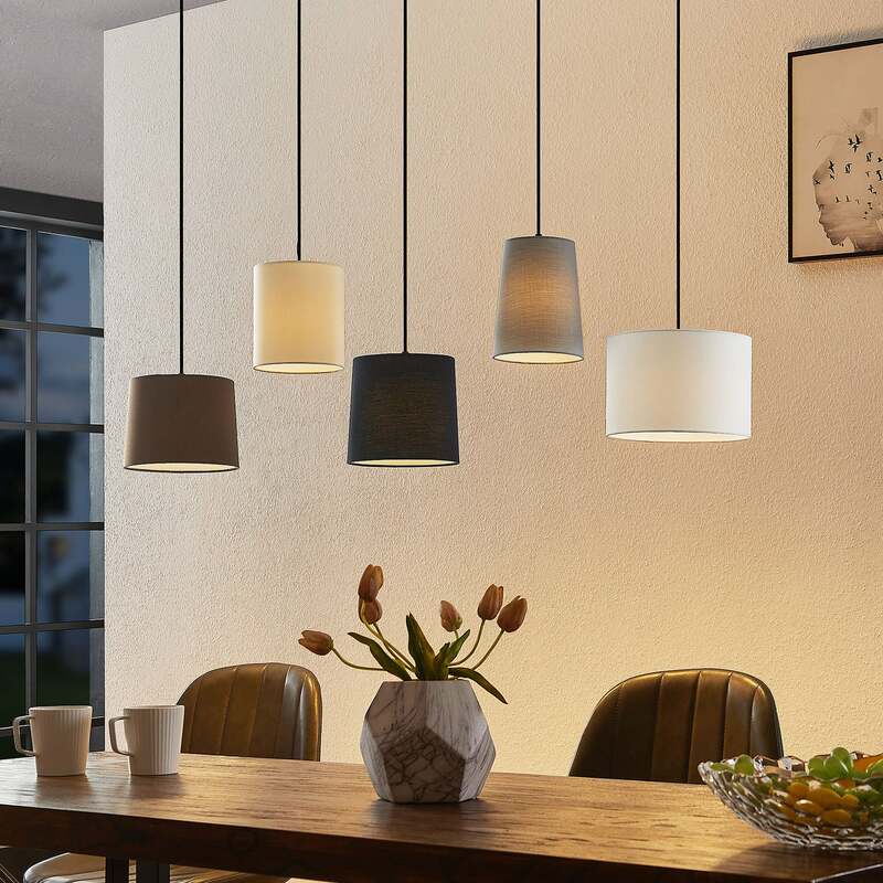 Lindby Hängeleuchte Amilia LED Pendelleuchte Lampe 5-flg grau beige E27 60W - 4251911719413