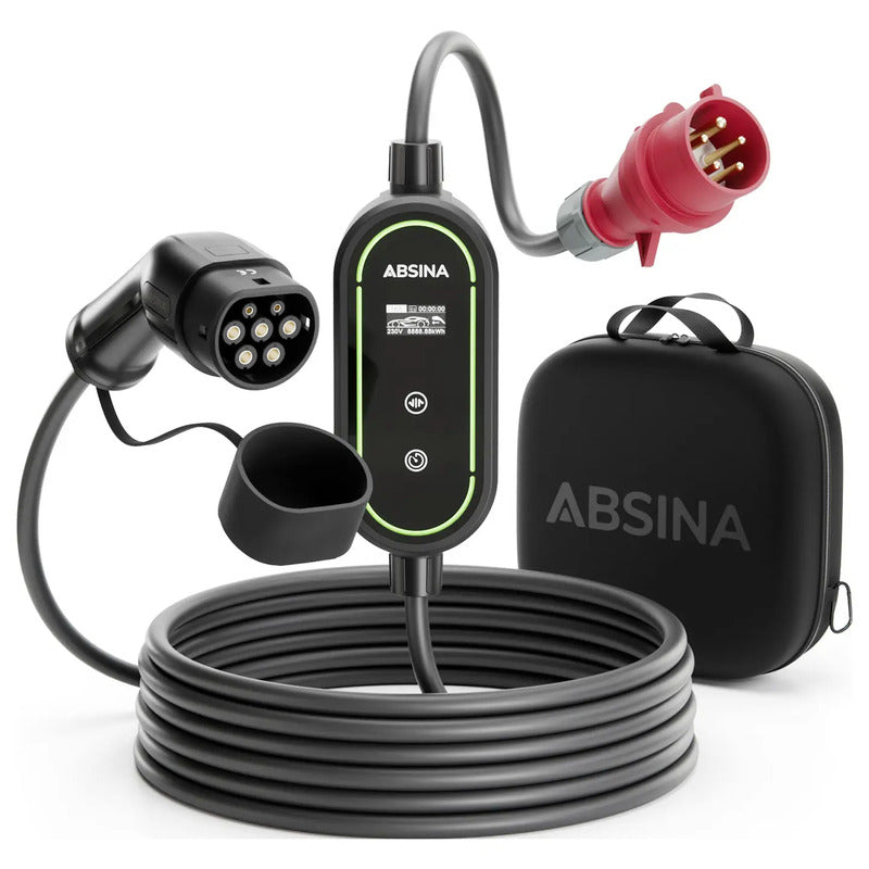Absina Wallbox Typ 2 Mode 2 16 A 11 kW Elektroauto Ladegerät schwarz IP67 6,4m - 4260368689965