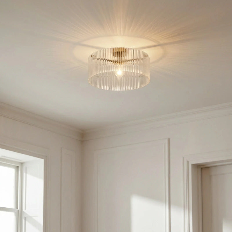 Lucande Deckenleuchte Lampe Meritt Glas messing transparent E27 LED Ø 40 cm - 4255830906060