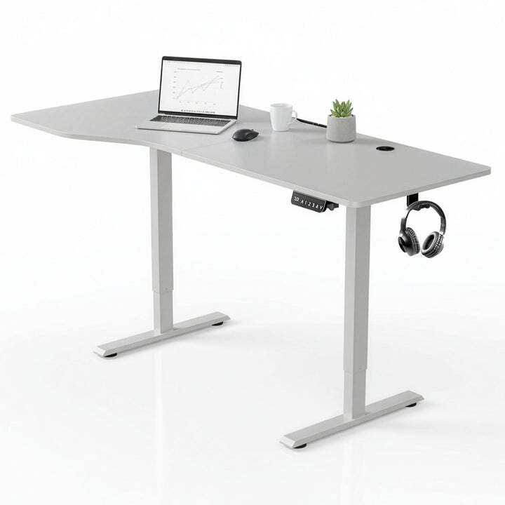 Schreibtisch höhenverstellbar Office Stand elektrisch Kabelführung 160x75cm weiß - 4260565527947