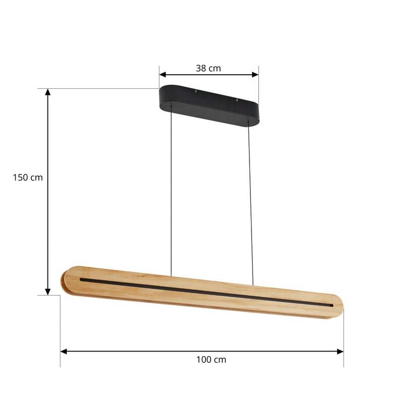 Lucande LED-Pendelleuchte Darnor Holz CCT 100 cm dimmbar schwarz matt - 4255830902321
