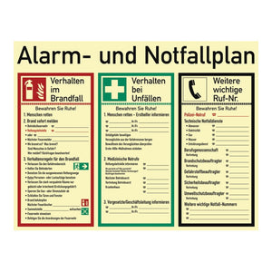 B-Ware Alarmplan Notfallplan Rettungsplan Alarm Notfallplan ASR A1,3 Kunststoff 62x48cm