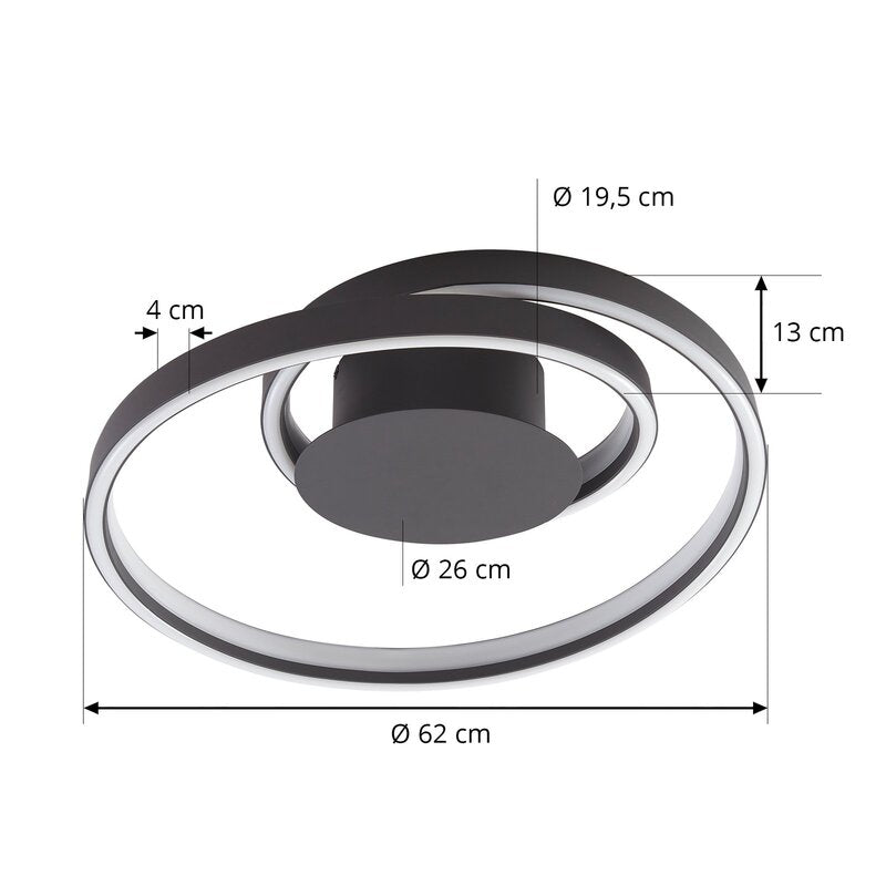 Lindby Deckenleuchte Deckenlampe LED Erlinik Schritt dimmbar schwarz - 4251911760095