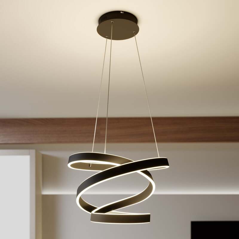 Lindby Pendelleuchte Hängelampe LED schwarz Aluminium Metall Kunststoff Olada - 4251096575705