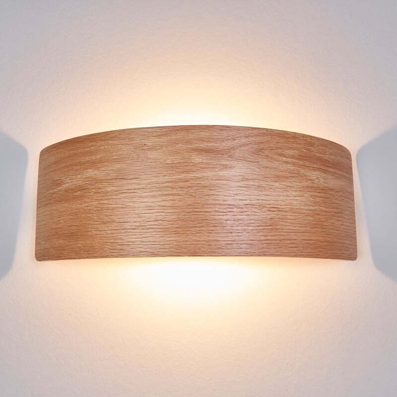 Lindby Wandleuchte Holz Rafailia LED Wandlampe Leuchte warmweiß dunkelbraun 33cm - 4251096533385