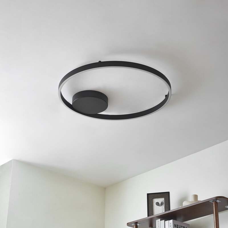 Lucande Smart-LED-Deckenleuchte Moise schwarz 42W dimmbar WLAN Tuya 60cm - 4255830900310