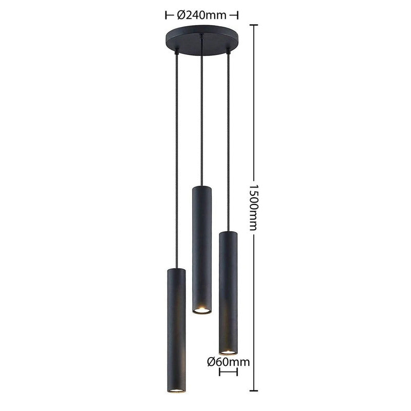 Lindby Joffrey Hängeleuchte Pendelleuchte Deckenlampe Lampe 3-flammig schwarz - 4251911728637