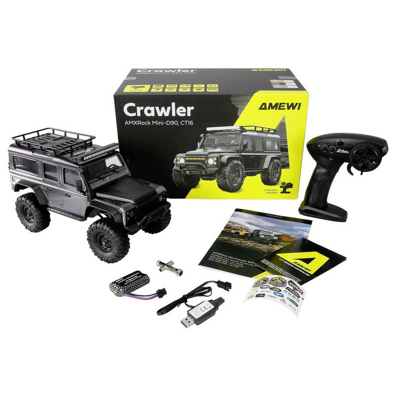 Amewi RC Fahrzeug Elektro Crawler AMXRock Mini-D90 1:16 4WD 2,4GHz Grau RTR - 4262500342783