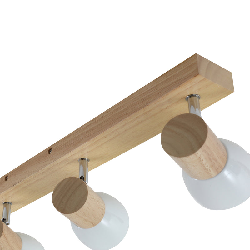 Lindby Deckenleuchte Thorin LED Deckenlampe dimmbar 4-flammig Holz weiß 67cm - 4251096535761