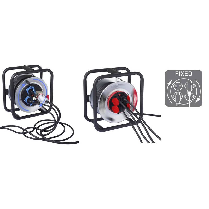 Sygonix Kabeltrommel Kabelrolle 4x Schutzkontaktstecker Deckel IP44 Schwarz 40m - 4064161478746
