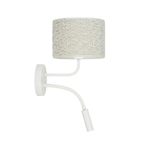 B-Ware Duolla Wandleuchte Wandlampe Roller Bouclé Leselicht Textil Metall weiß creme