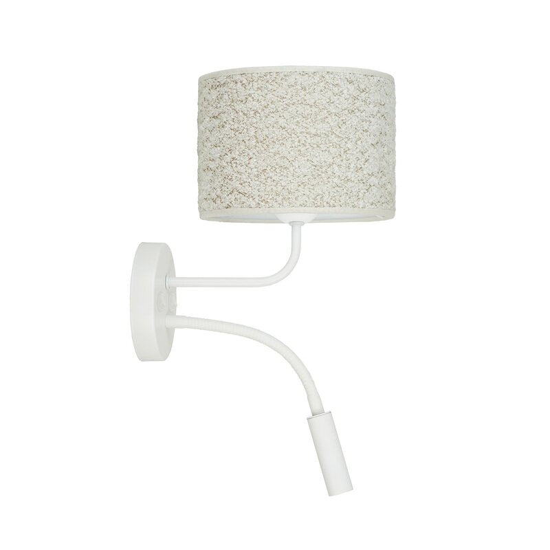 Duolla Wandleuchte Wandlampe Roller Bouclé Leselicht Textil Metall weiß creme - 5905317606646