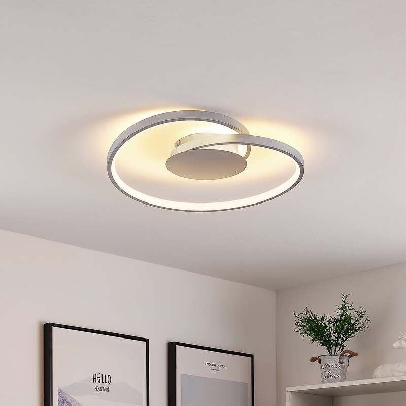 Lucande Deckenlampe LED Enesa dimmbar 21W warmweiß silber Ø46cm 1100 Lumen - 4251096596557