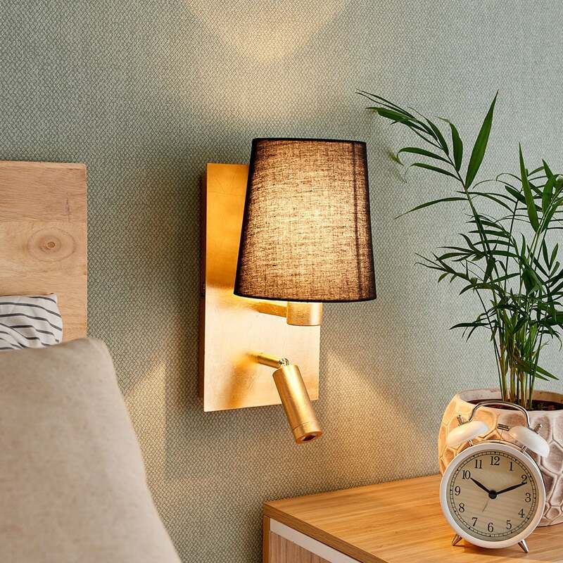 Lindby Wandleuchte Aiden Leselampe Flurleuchte Lampe Leuchte 40W schwarz gold - 4251096554762