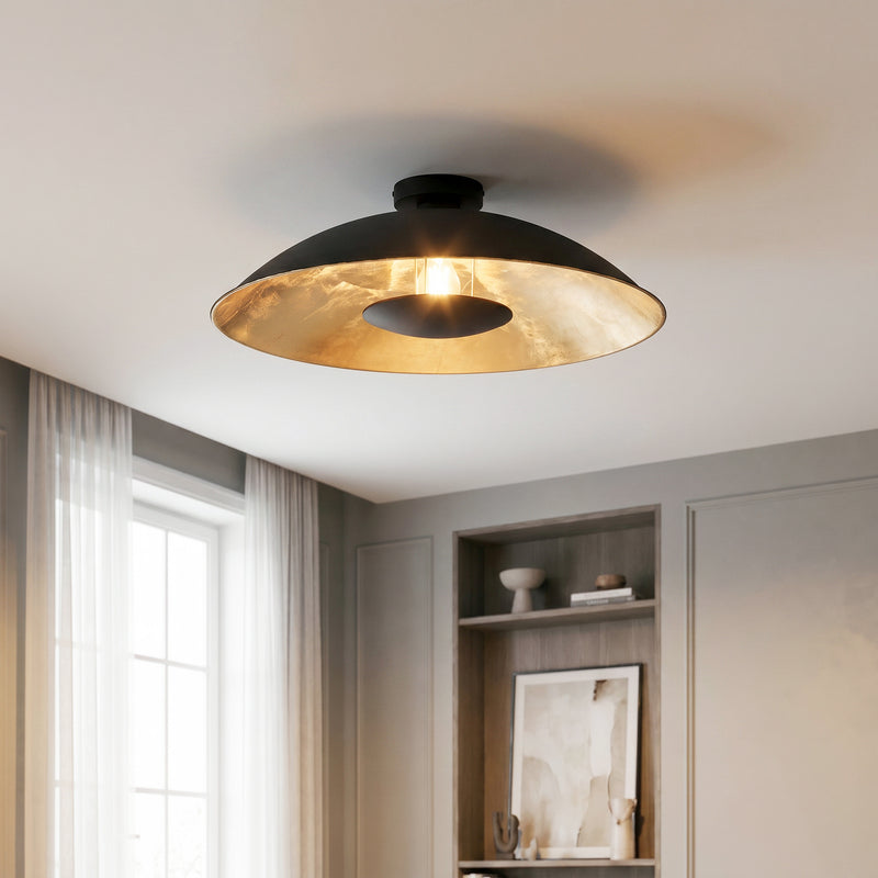 Lindby Deckenlampe Emilienne LED Lampe Leuchte dimmbar schwarz gold Ø60cm 20cm - 4251096535426