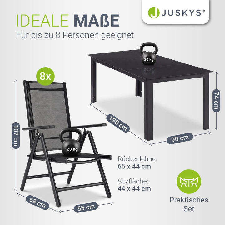 Gartengarnitur Milano 9-teilig Gartenmöbelset Tisch Stühle dunkelgrau Set - 4260565523024
