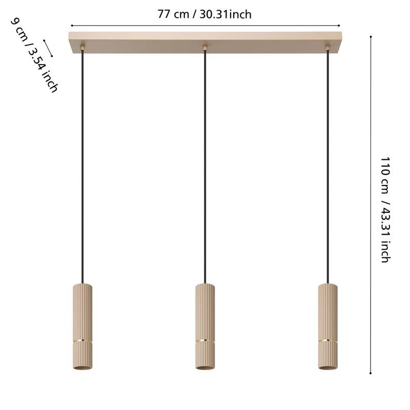 Hängeleuchte Caminia Pendelleuchte Lampe sandfarben Länge 77 cm SIEHE TEXT/FOTO - 9008606312498
