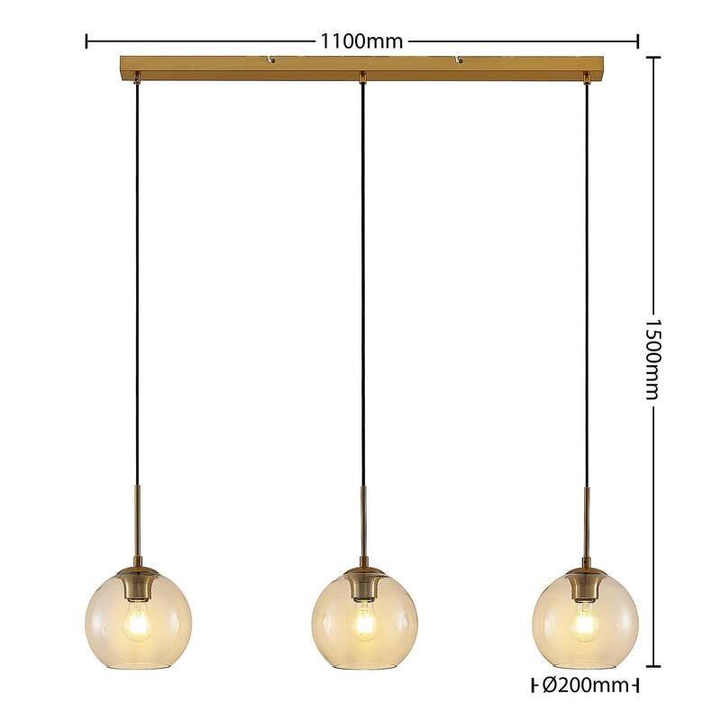 Lindby Hängelampe Hängeleuchte Grady LED Pendelleuchte dimmbar messing klar - 4251911725759