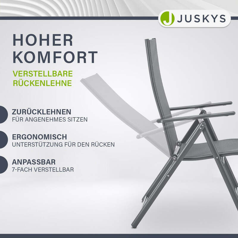 Gartenstuhl Calena Klappstuhl mit 7-fach verstellbarer Lehne 2er Set anthrazit - 4262437184647