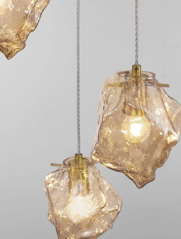 Nova Luce Pendelleuchte Hängeleuchte ODELLE E14 LED Gold dimmbar 3-flammig Glas - 5212017434395
