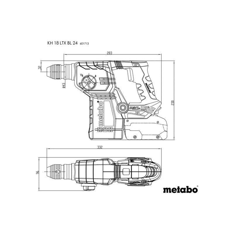Metabo KH 18 LTX BL 24 SDS-Plus-Akku-Kombihammer 18 V Hammer Werkzeug Bohrer - 4061792218291