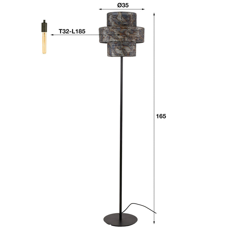 Zijlstra Stehleuchte Lantern Stehlampe schwarz brüniert Metall Höhe 165 cm580 - 8713244075414