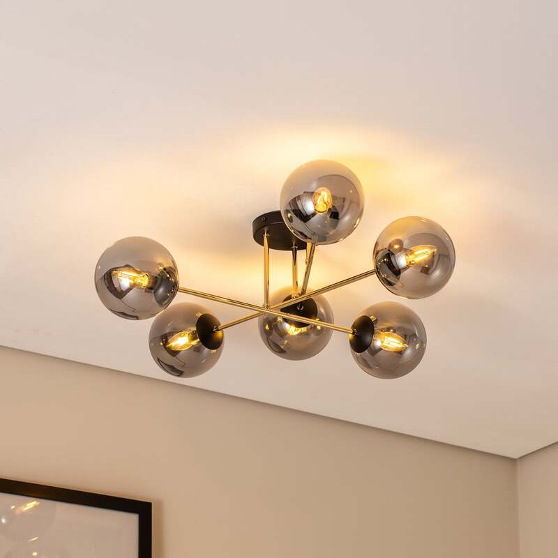 Deckenleuchte Lampe Euluna Glassy Deckenlampe rauchgrau transparent gold Glas - 4251911783728
