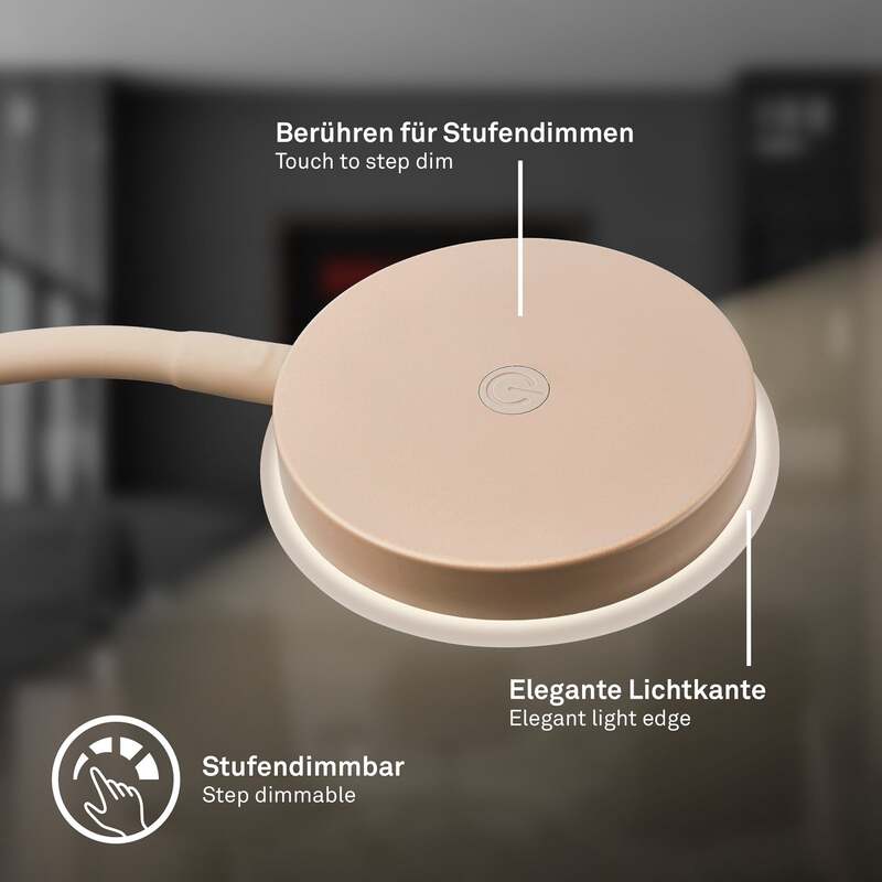 Briloner Tischleuchte Megg LED Lampe dimmbar beige Metall 3000K 55,5cm 800Lumen - 4002707483427