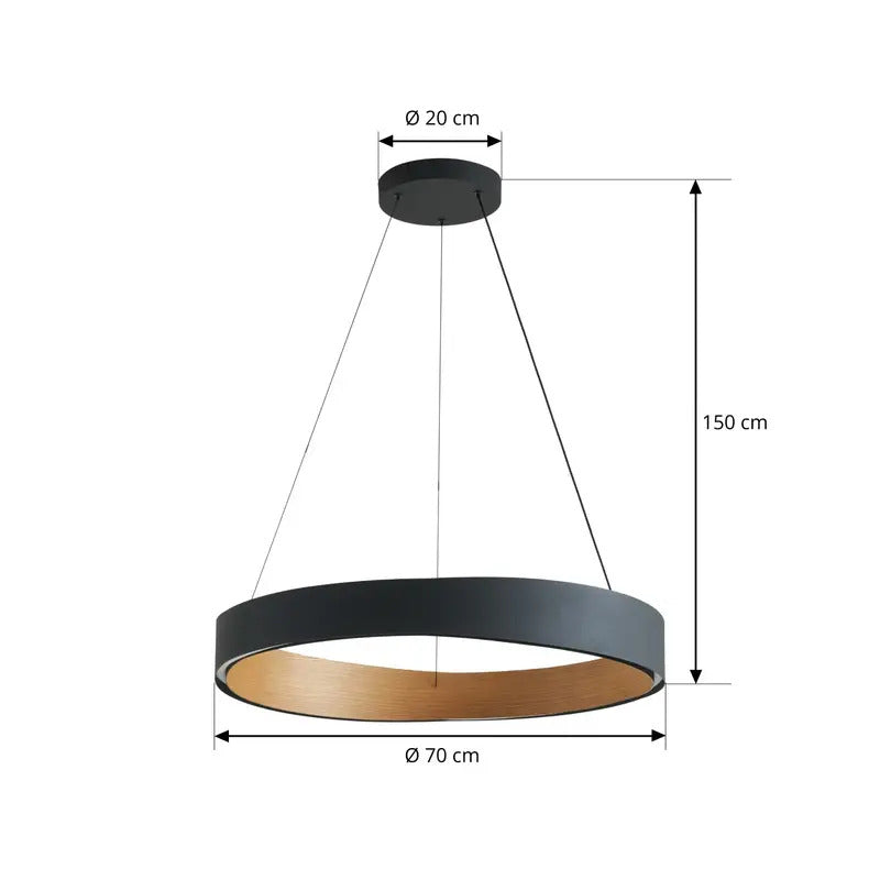 Lucande Pendelleuchte Hängeleuchte LED Fernbedienung schwarz Holz dimmbar - 4255830904721