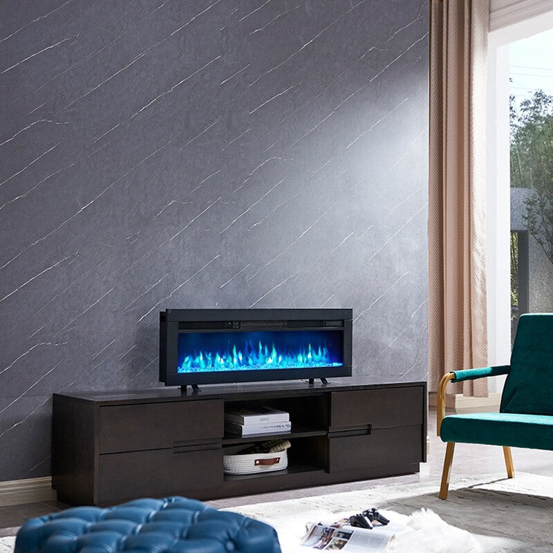 BALDERIA Elektrokamin Agnes Heizlüfter Wandheizung 2000W schwarz 102x33cm - 4262354949558