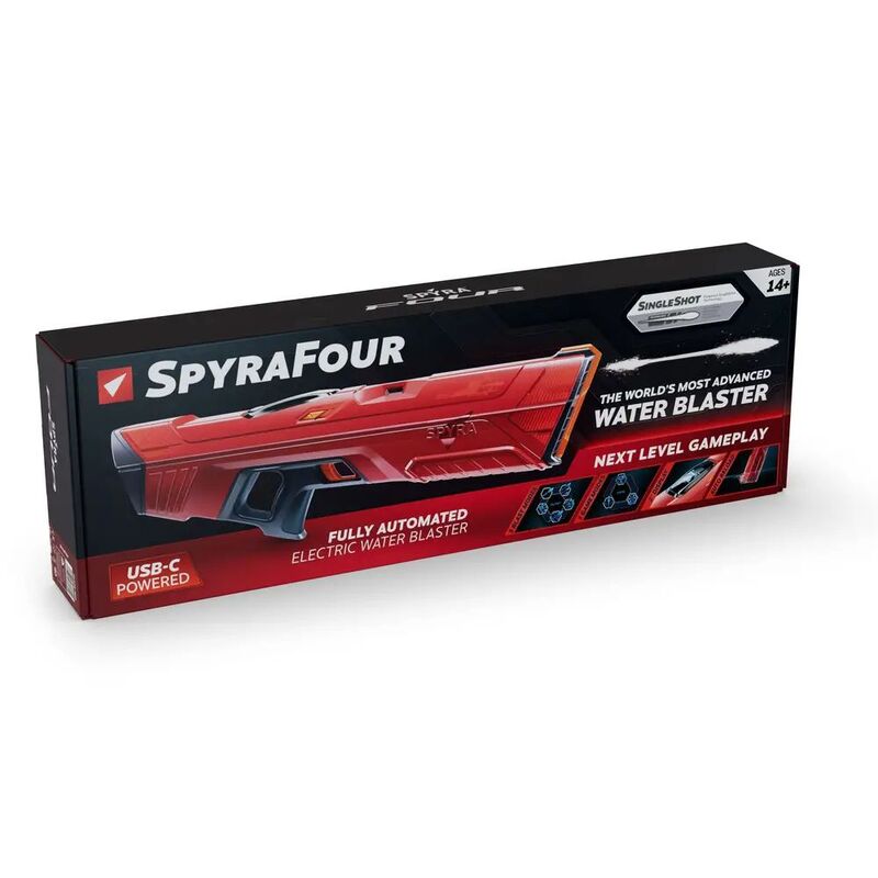 SPYRA Electric Water Blaster  Outdoor Squirt Gun for Pool Games  SpyraFour  Red - 4260747380704