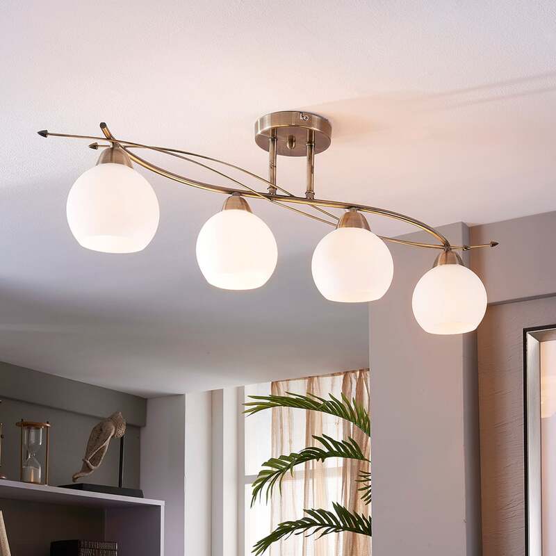 Lindby Deckenlampe Leanda LED Lampe dimmbar 4-flammig altmessing 80x13cm - 4251096517170
