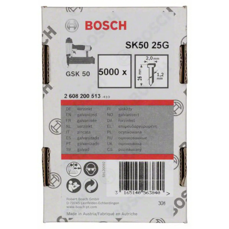 Bosch Zubehör Senkkopf-Stift SK50 Drahtstift 5000 Stück verzinkt 25mm x 1,2mm - 3165140563840