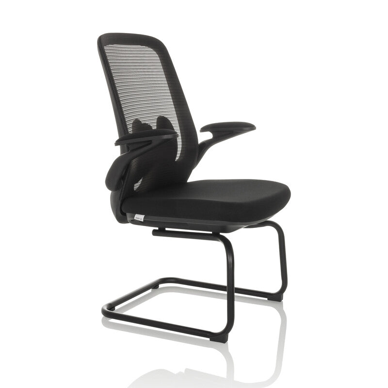 hjh OFFICE Besucherstuhl Freischwinger Stuhl MIKO VB Netz Stoff schwarz Stuhl526 - 4064323037545