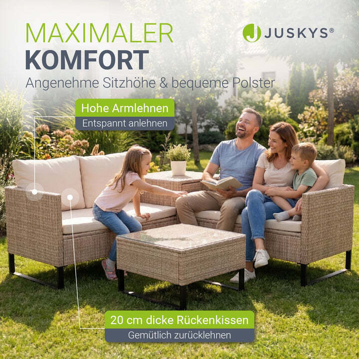Gartenlounge Santorini modulare Polsterlounge für 4 Personen inkl. Kissenbox - 4262437180311