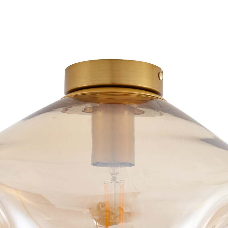Lindby Deckenleuchte Lelia amber Glas Ø 35 cm dimmbar für Wohnzimmer - 4251911798630