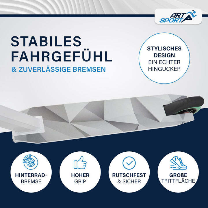 Stunt Scooter für Kinder 360° Lenker 100 mm Rollen Stuntroller Tricks grün weiß - 4260565526360