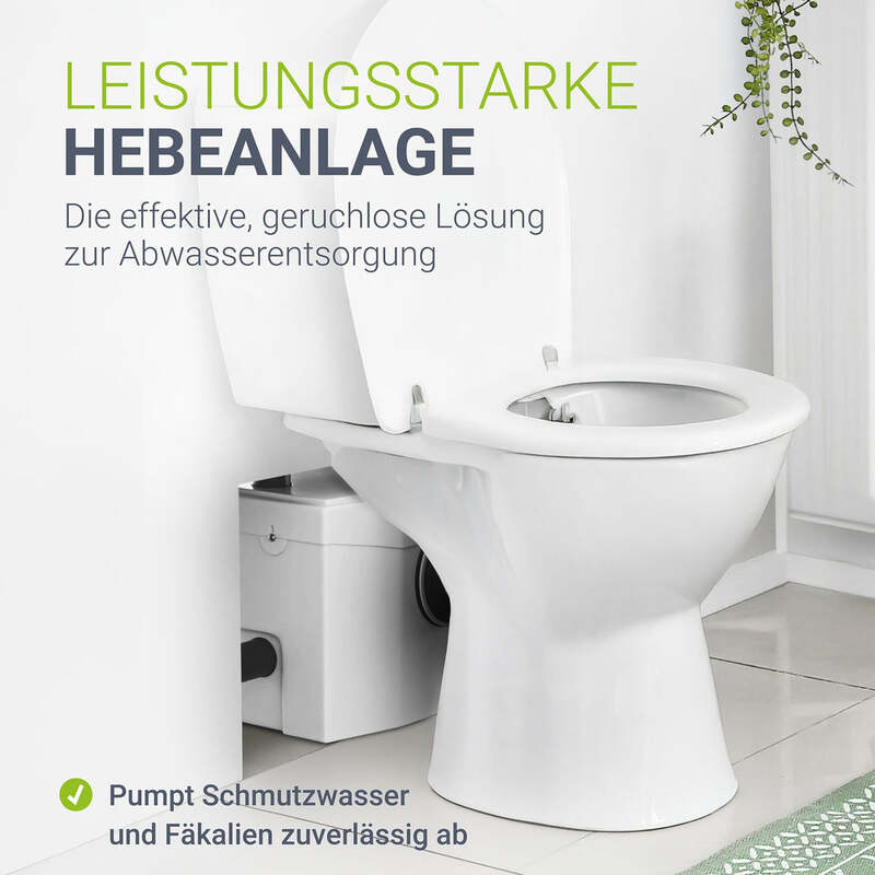 Hebeanlage Schmutzwasserpumpe 600W 240l/min 7m Förderhöhe IPX4 weiß 42x27x24cm - 4262437183305