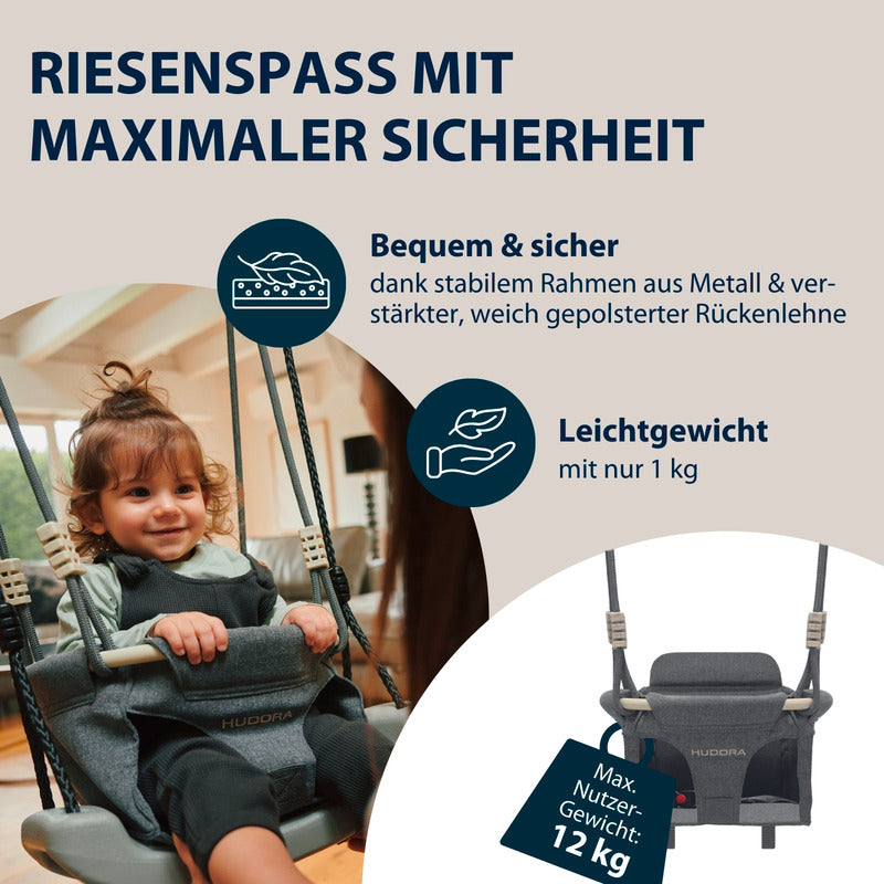 HUDORA Schaukelaufsatz grau für Kinder 1-2 Jahre Indoor Outdoor bis 12 kg - 4005998721032