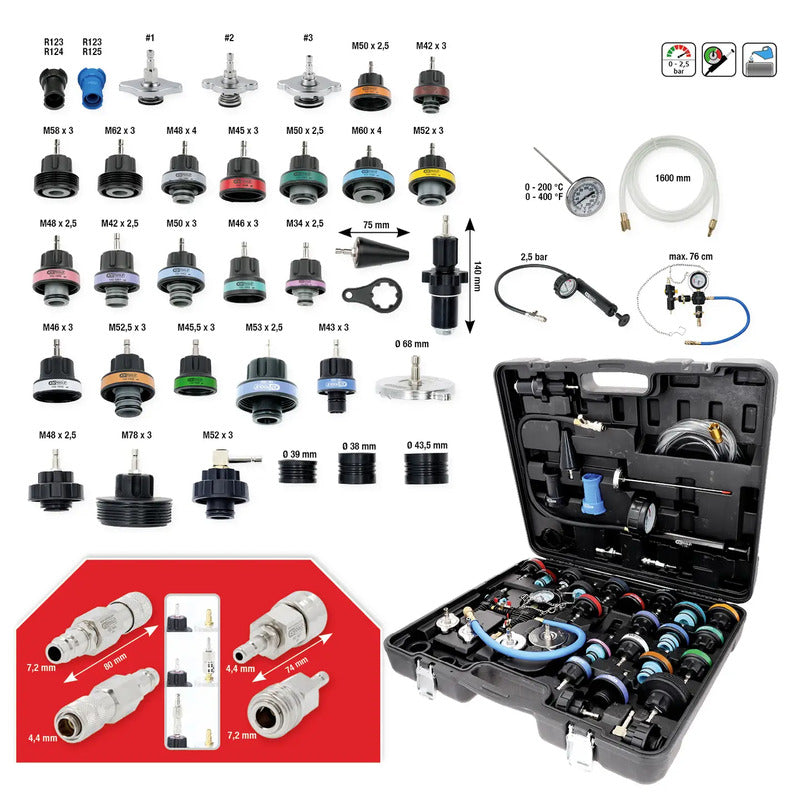 KS Tools Kühlsystem-Diagnose-Service-Satz 40-tlg 7000g Werkzeugset für Autos - 4069465008095