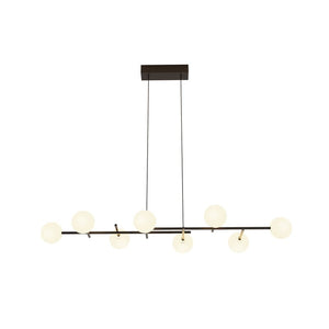 B-Ware Mantra Iluminación Hängeleuchte Cellar Eisen Schwarz Glas Weiß 8 Flammig Lampe
