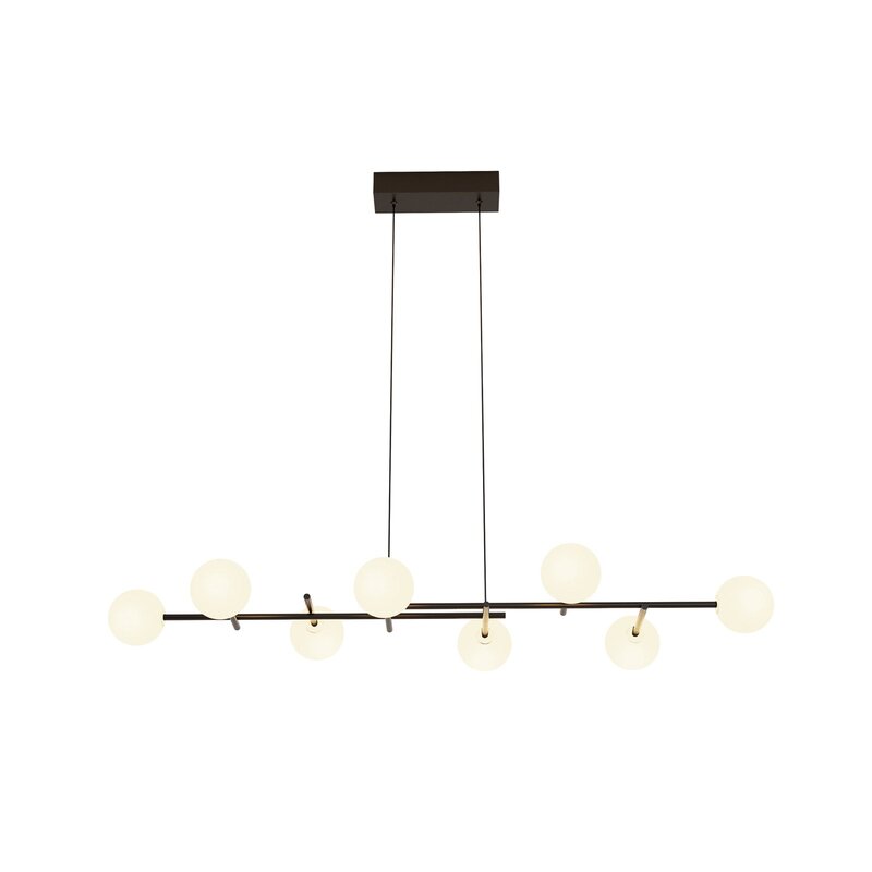 Mantra Iluminación Hängeleuchte Cellar Eisen schwarz Glas weiß 8-flammig Lampe - 8435153276316
