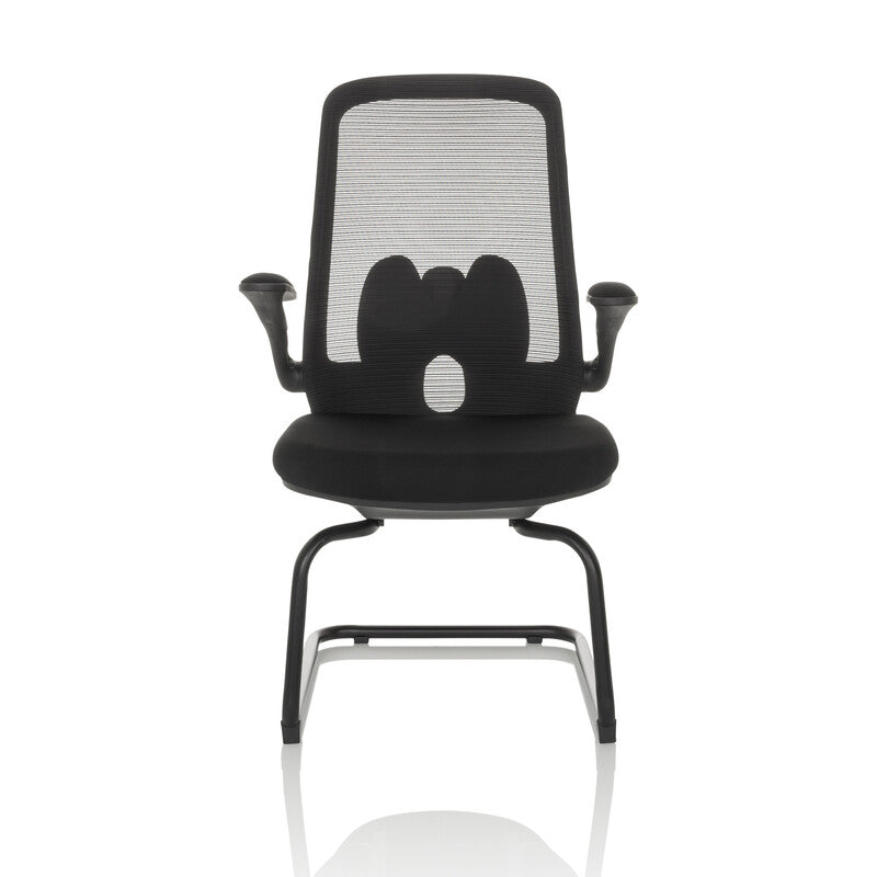 hjh OFFICE Besucherstuhl Freischwinger Stuhl MIKO VB Netz Stoff schwarz Stuhl526 - 4064323037545