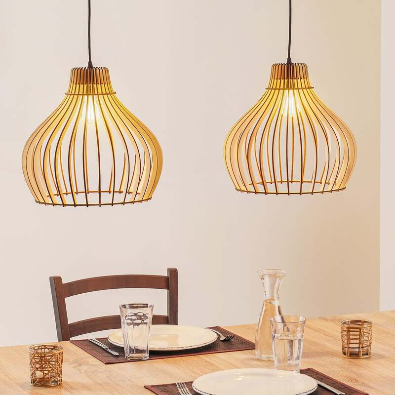 Euluna Hängeleuchte Pendelleuchte Barrel Leuchte Lampe Deckenlampe LED Holz - 5907623619891