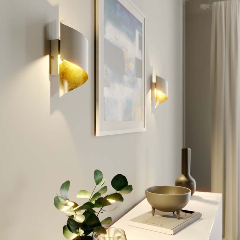 Lindby Wandleuchte Desirio LED Wandlampe Metall dimmbar weiß gold 24cm 8cm - 4251096559071