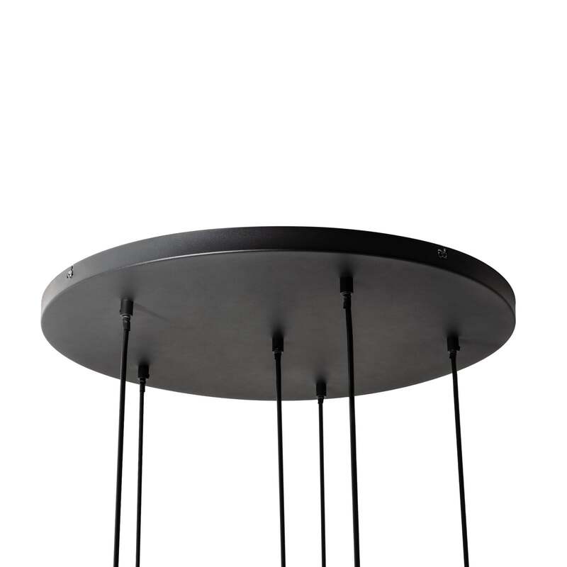 Lucande Hängeleuchte Pendelleuchte Elani Glas schwarz gold E14 LED 6-flammig - 4255830906374