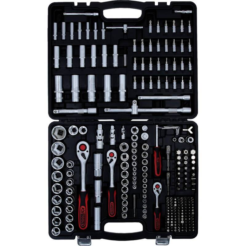 KS Tools Steckschlüsselsatz 1/4" 3/8" 1/2" 255 Teile Chrom-Vanadium Stahl Koffer - 4042146907559